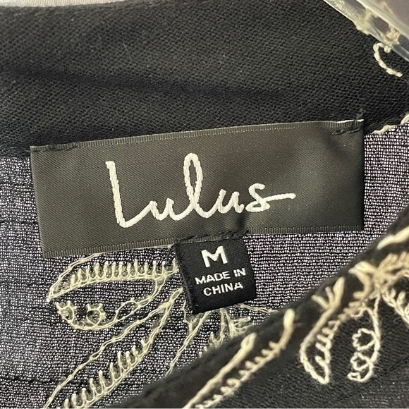 Lulu's Black Dress with White Embroidery No One Quite Like You - Picture 3 of 10